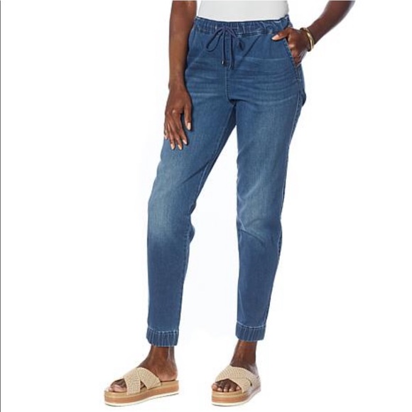 Knit Denim Jean Joggers Pants 